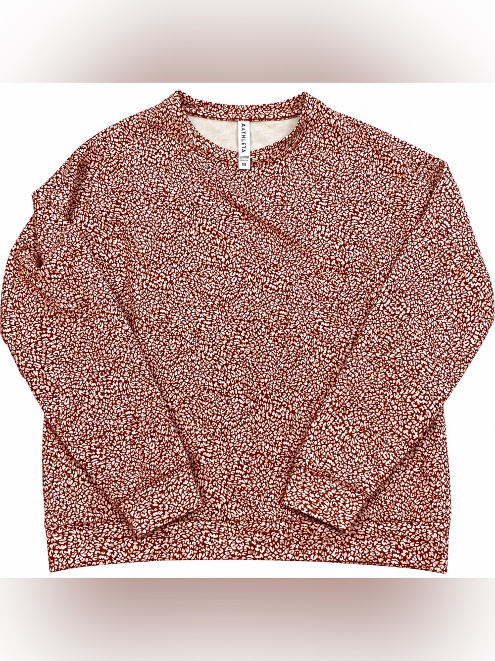 EUC Athleta Balance Pullover Micro Cheetah Oxford Rust Sea Salt Sweatshirt-Sz XS
